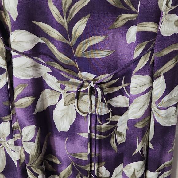 Variations Woman Purple Maxi Dress Size 18W Tropical Button Front Vacation Tie - Picture 4 of 10